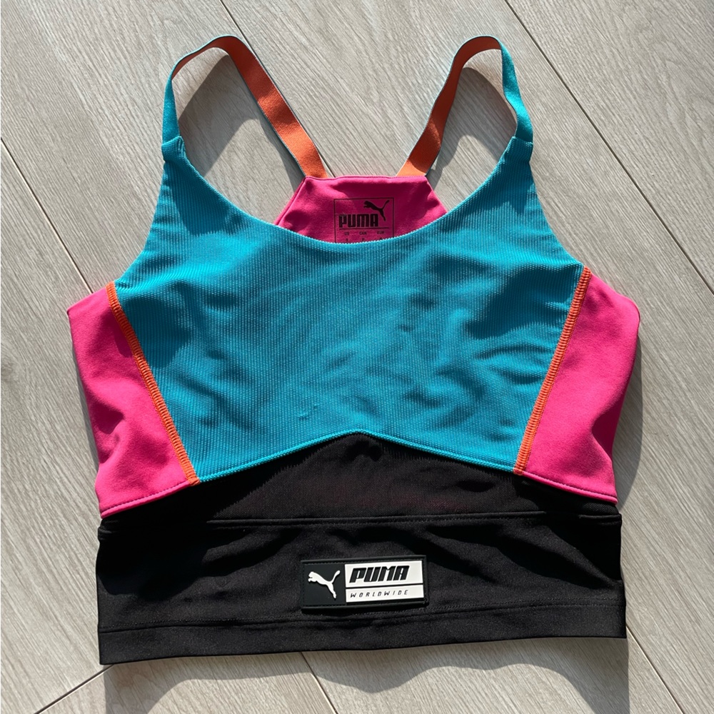 Puma Size S Cropped Workout Top (Black, Pink, Blue, and Orange) 🖤🩷💙🧡
